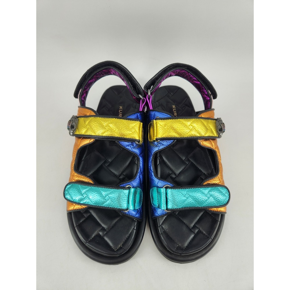 Kurt Geiger Metallic Multi-Color Quilted Leather Sandals - Picture 3 of 12